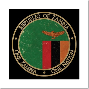 Vintage Republic of Zambia Africa African Flag Posters and Art